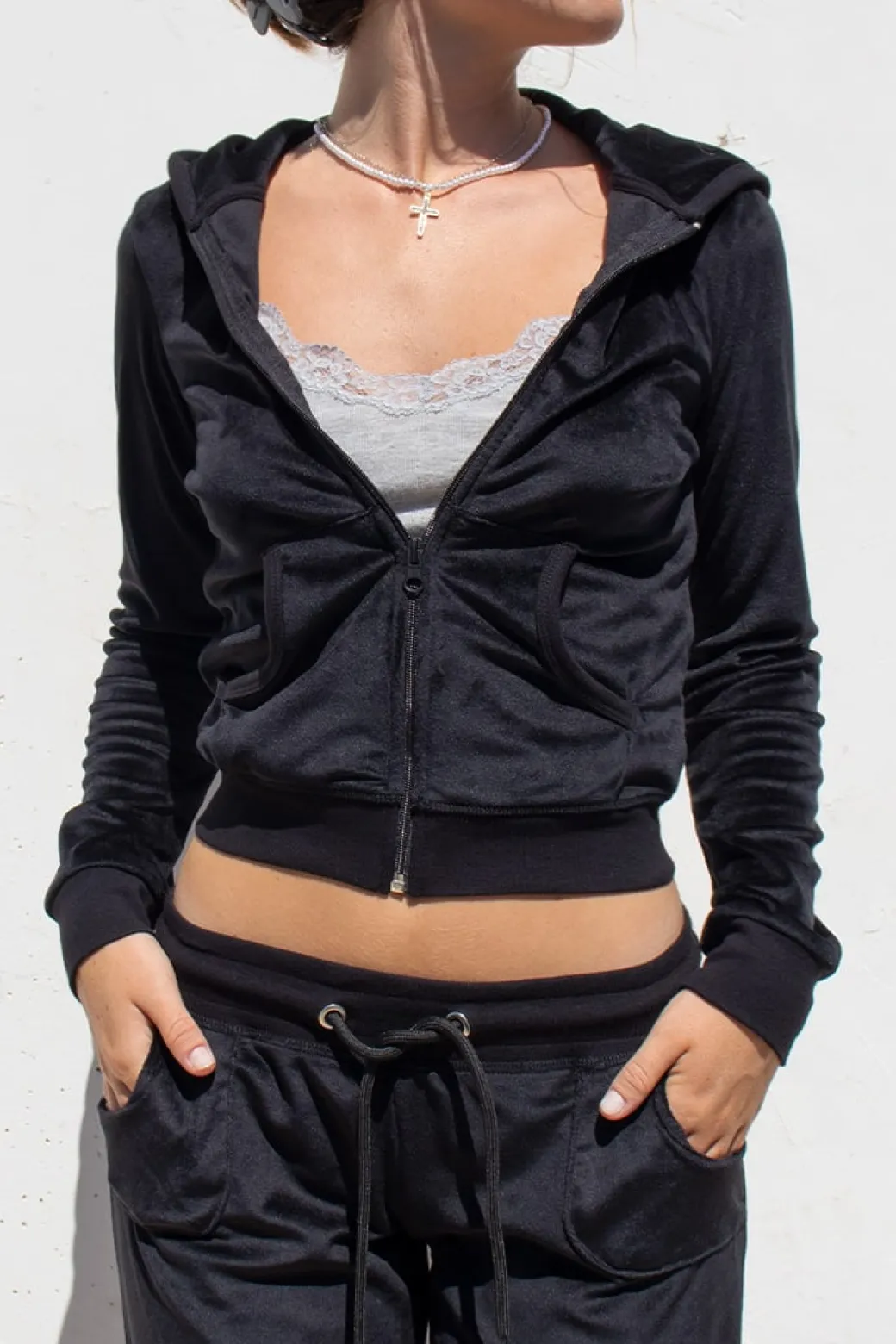 Felpa cappuccio zip ciniglia