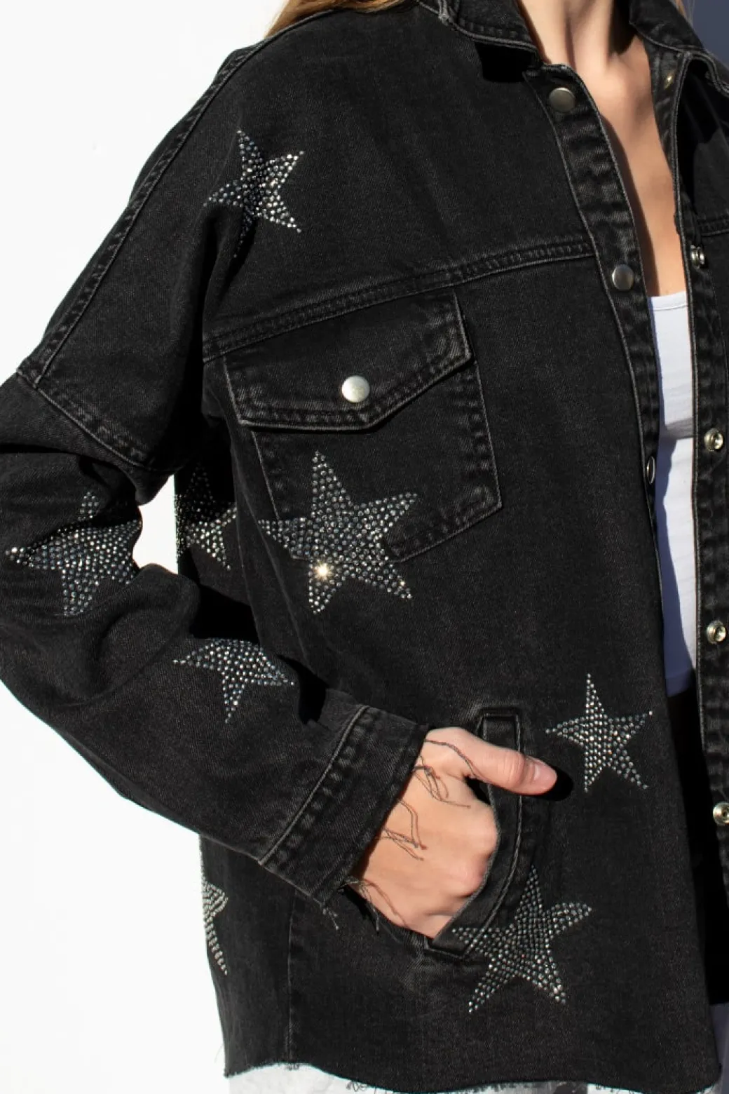 Giacca oversize stelle strass
