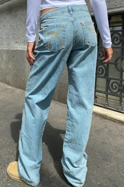 Jeans low waist con ricamo