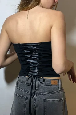 Top a fascia con lace-up