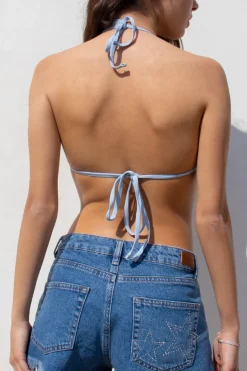 Top bikini triangolo bordi a contrasto