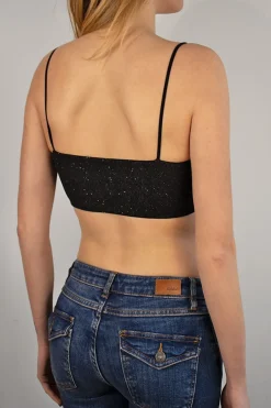 Top con bretelline in lurex