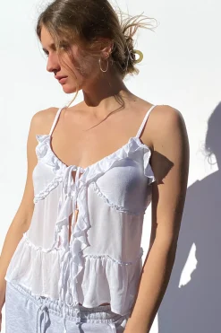 Top con rouches e lacci