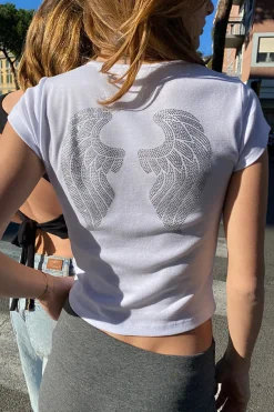 T-shirt Angel wings con strass
