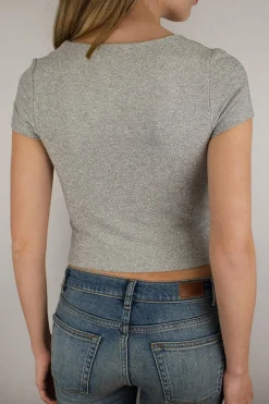T-shirt crop collo quadrato