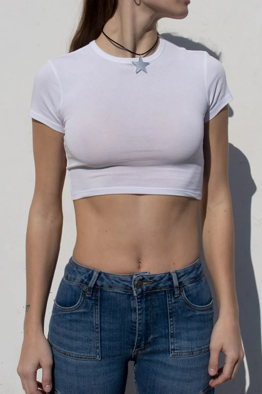 T-shirt crop girocollo