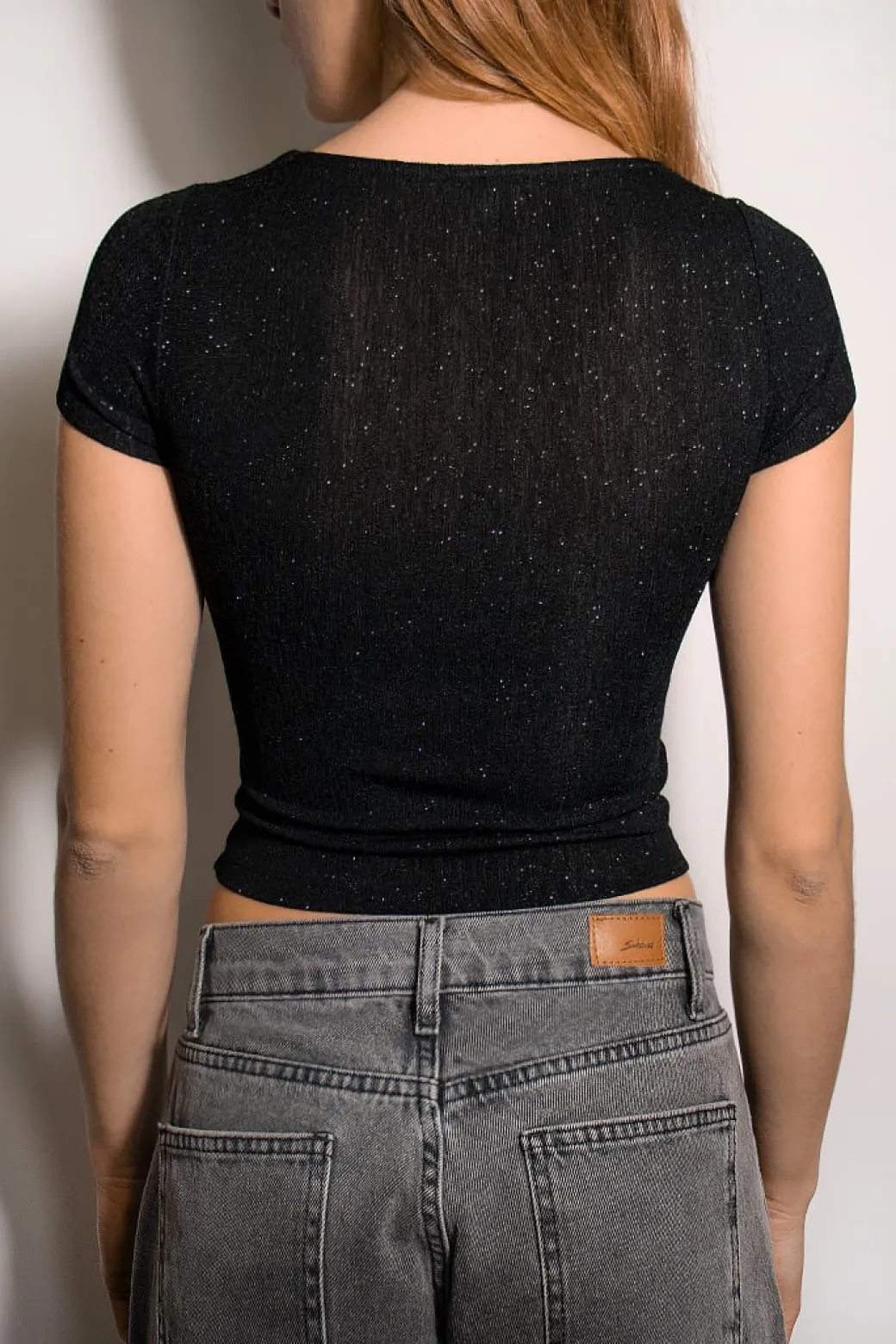 T-shirt crop scollo quadrato