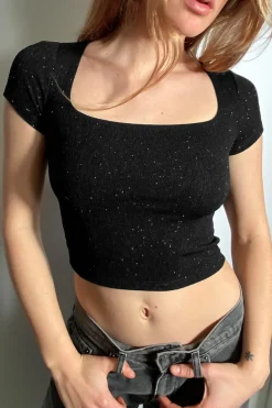 T-shirt crop scollo quadrato
